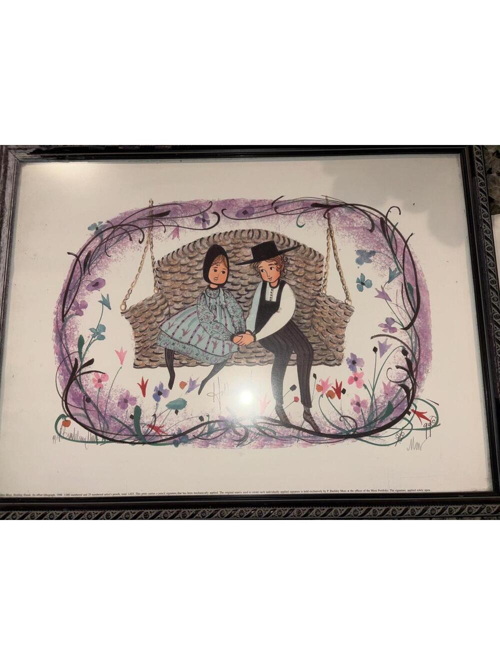 A limited edition offset lithograph titled Holding Hands by Pat Buckley Moss.